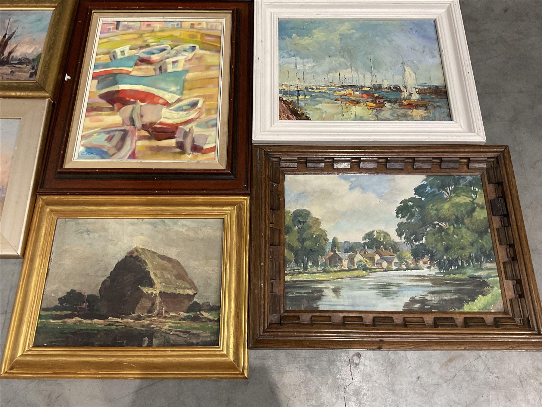 Collection of landscape oil paintings, artists including Byron Winston Warmby, Geoffrey Jenkinson, Valter Berzins, WL Crispe, Manner of Owen Bowen, and an Alan Yates watercolour (11)