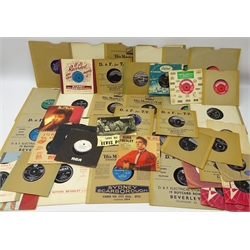  Collection of Vinyl 45 singles and 78 records including, Elvis Presley 'His Latest Flame', 'Its now or never', 'Good Luck Charm', 'A Touch of Gold', 'Strictly Elvis' and 'Love Me Tender' in HMV pictorial sleeve, Paul Young 'Love of the Common People', Pink Floyd 'Another Brick in the wall' etc  