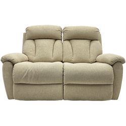 La-Z-boy - two-seat manual reclining sofa upholstered in neutral beige fabric