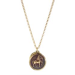 Gold belcher link necklace, with a St. Christopher pendant and a Sagittarius pendant, all 9ct hallmarked or tested, approx 14.3gm