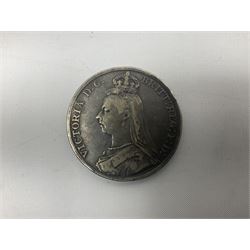 Queen Victoria 1889 crown and a King George V 1935 crown coin
