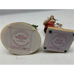 Seven limited edition Robert Harrop figures from the Beano Dandy collection, comprising The Beano Dandy Collection Bash Street Kids 50th Anniversary BSK50, Roger the Dodger's Dad You'd Better Be in There Roger!, two Desperate Dan Safe Cracker BDS13, The Beano Book Front Cover 1959 BDFC03, The Beano Book Front Cover 1973 BDFC01, some first editions, and Beano, Dandy Christmas 2013 The Beano Book 1975 The 10th Day of Christmas, no 137/200, BDCS13, all with boxes