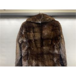 Ladies three quarter length brown mink coat, from Ellis Barker Furs of Chester, fully lined with brown sateen and with inner ties, together with three stoles to include a Marshall & Snelgrove of Leeds example