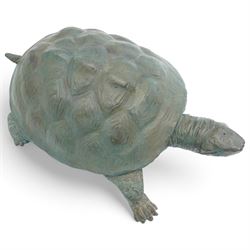 Bronze modelled as a tortoise, W36cm 