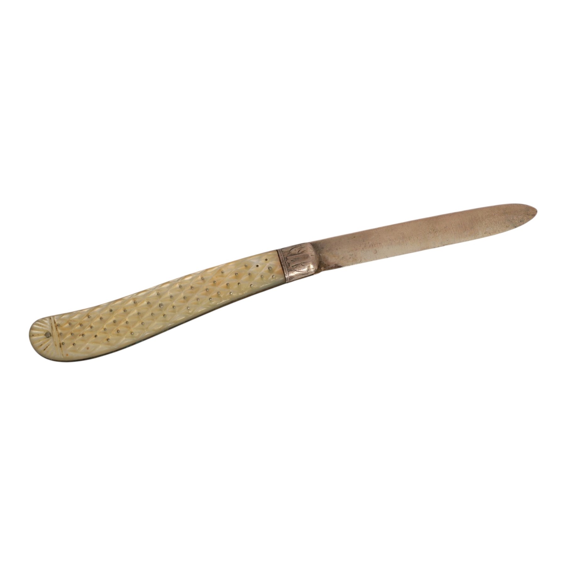 Victorian silver and mother of pearl folding fruit knife, hallmarked