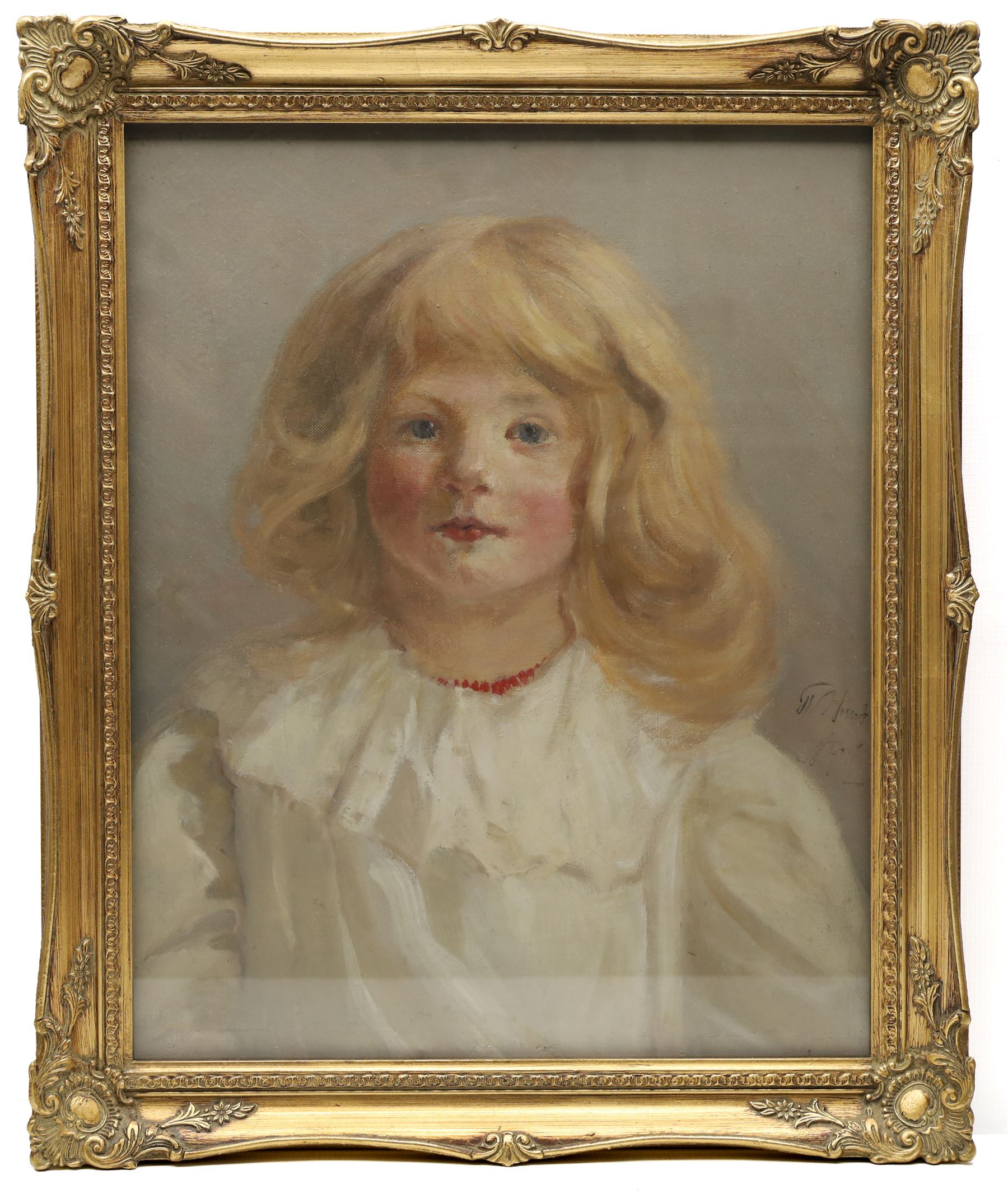 English School (Mid-20th century): Portrait of 'Christina May Wilson Daughter of Dr AD Wilson - Killin Perthshire', oil on canvas indistinctly signed and dated, titled verso 49.5cm x 39cm