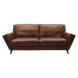 Sofology - grand two cushion three seat sofa, and matching two seater, upholstered in cocoa brown leather
Lengths: 210cm and 165cm