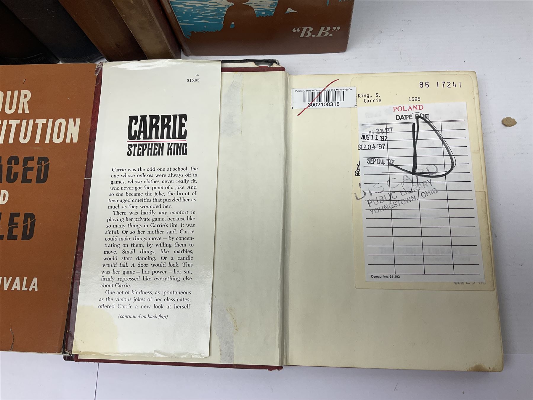 Collection of books, including D.H Lawrence; Lady Chatterley's Lover, Martin Secker, London, 1932 print second edition, 	Stephen King; Carrie, Doubleday & Company, New York 1974 and Carrie, New English Library, Kent 1974, BB; At the Back of Ben Dee, Down the Bright Stream and The Countryman's Bedside Book, all illustrated by DJ Watkins-Pitchford etc (12)  