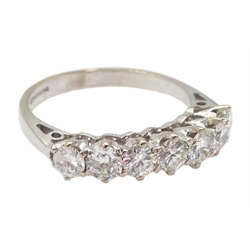  18ct white gold diamond seven stone half eternity ring, Birmingham 1991  