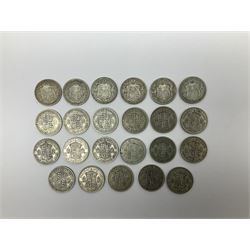 Twenty-three Great British pre 1947 silver half crown coins 