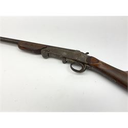 Belgian .410 folding 'poacher's' gun with 71.5cm barrel, side lever opening, centre hammer action and walnut stock with chequered grip and fore-end L110cm overall SHOTGUN CERTIFICATE REQUIRED