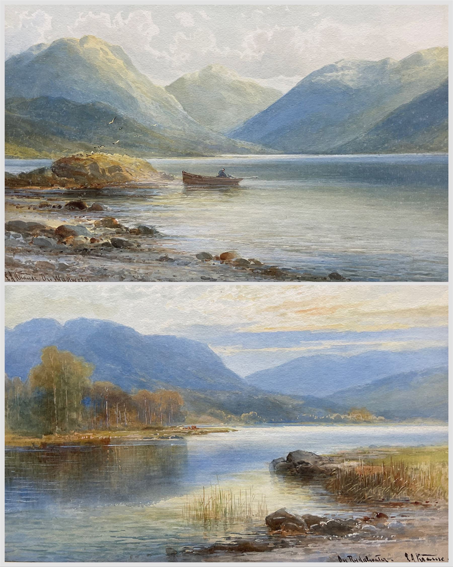 Emil Albert Krause (British 1866-1922): 'On Rydal Water' and 'On Wast Water', pair watercolours signed and titled 23cm x 33cm (2)