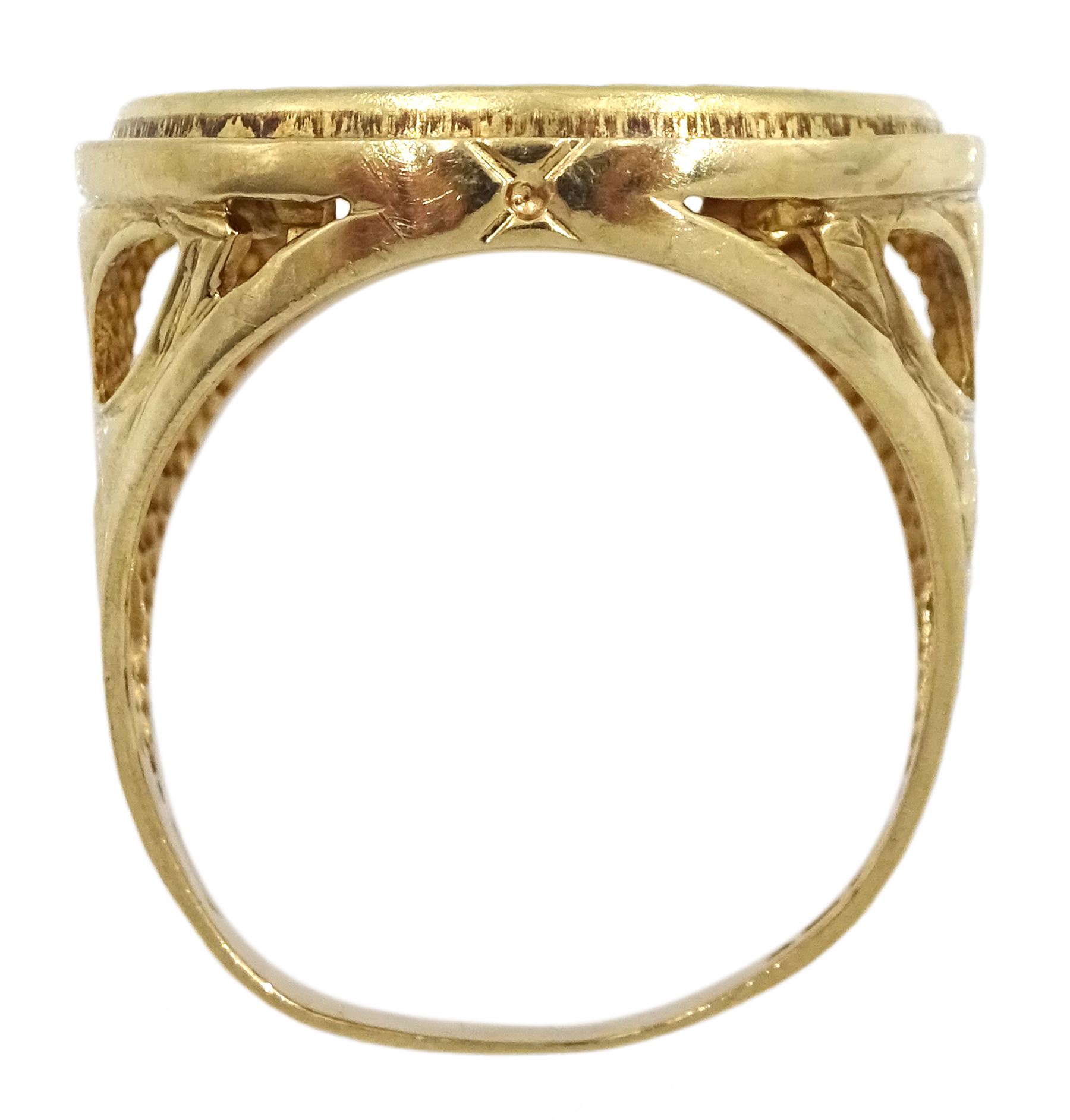 Queen Elizabeth II 1974 gold full sovereign, loose mounted in 9ct gold ring, hallmarked