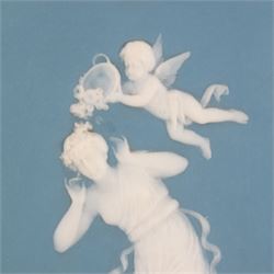 Pair of 20th century Villeroy & Boch, Mettlach, jasperware plaque, decorated with neoclassical figures, impressed factory marks to the back