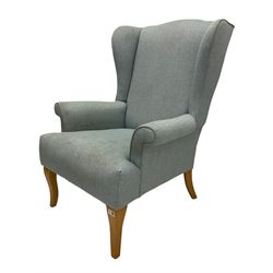 John Lewis high wing back armchair upholstered in denim cover

