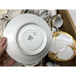 Large quantity of teawares to include Royal Doulton Etude pattern, Royal Stafford Fragrance, Royal Grafton Colclough ivy pattern etc in four boxes