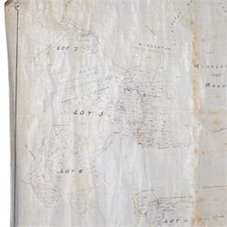 J Lane (Surveyor) (British 19th century): 'Plan of the Keldy Estate 1891', original 19th century hand-drawn map and plan of the Keldy Estate in the North Yorkshire an Pickering Moors with colouring pub. 1891, 98cm x 132cm (unframed)