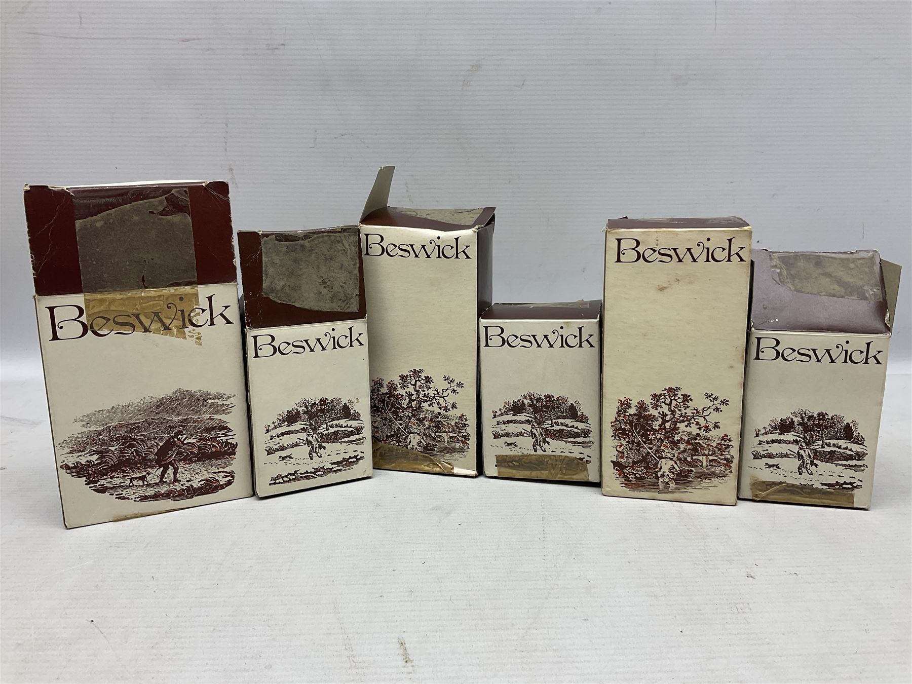 Set of eight Winnie the Pooh Beswick figures, comprising Christopher Robin, Winnie the Pooh, Tigger, Piglet, Rabbit, Eeyore, Owl and Kanger, six with original boxes, tallest H12cm  