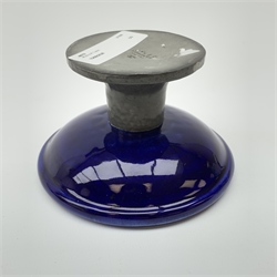 William Moorcroft for Liberty & Co, small pedestal dish, the shallow bowl decorated in the Moonlit Blue pattern, raised upon a Tudric pewter base, impressed beneath Made in England, Tudric Moorcroft 01339, H7cm, D11cm