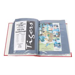 Comprehensive collection of approximately one-hundred and seventy Scarborough FC football programmes for the 1993/94, 1994/95 and 1995/96 seasons, all filed within six dedicated Scarborough FC red Home and Away binders