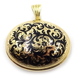  19th century gold and enamel scroll pendant/brooch stamped 585 3cm  