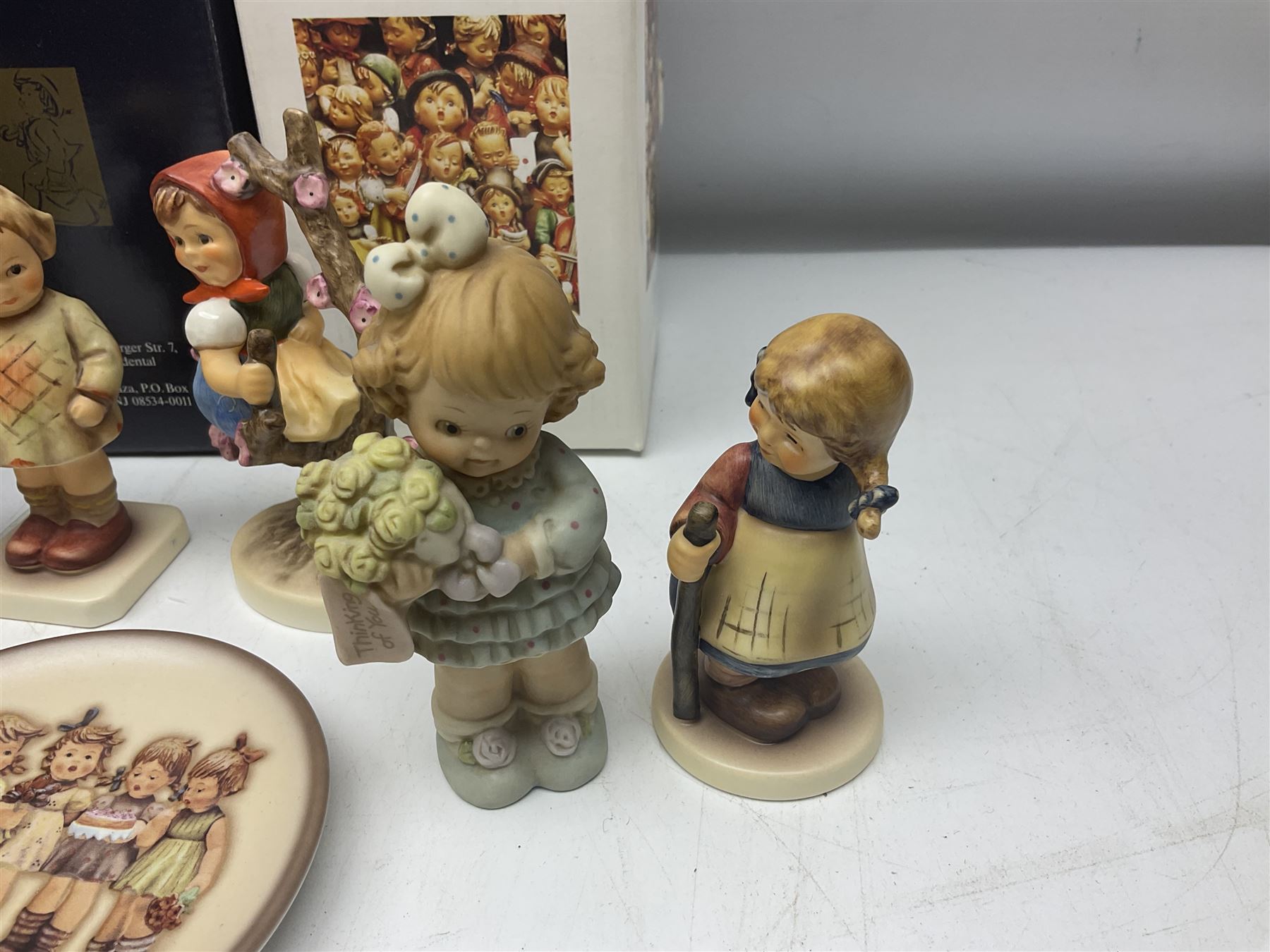Ten Goebel Hummel figures, to include Morning Stroll, Apple Tree Girl, I brought you a gift, etc together with Enesco Mabel Lucie Atwell figure, ten with original boxes 
