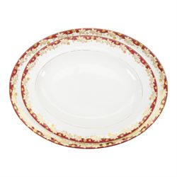 Royal Doulton Winthrop dinner service for eight, including dinner plates, side plates, twin handled bowls and saucers, two covered dishes, two sauceboats and saucers etc 