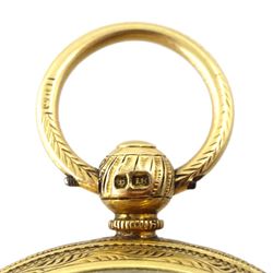 Victorian 18ct gold open face English lever ladies pocket watch by Robert Sutton, Whitehaven, No. 95098, white enamel dial with Roman numerals, case by Rotherham & Sons, Birmingham 1891, in original velvet and silk lined case