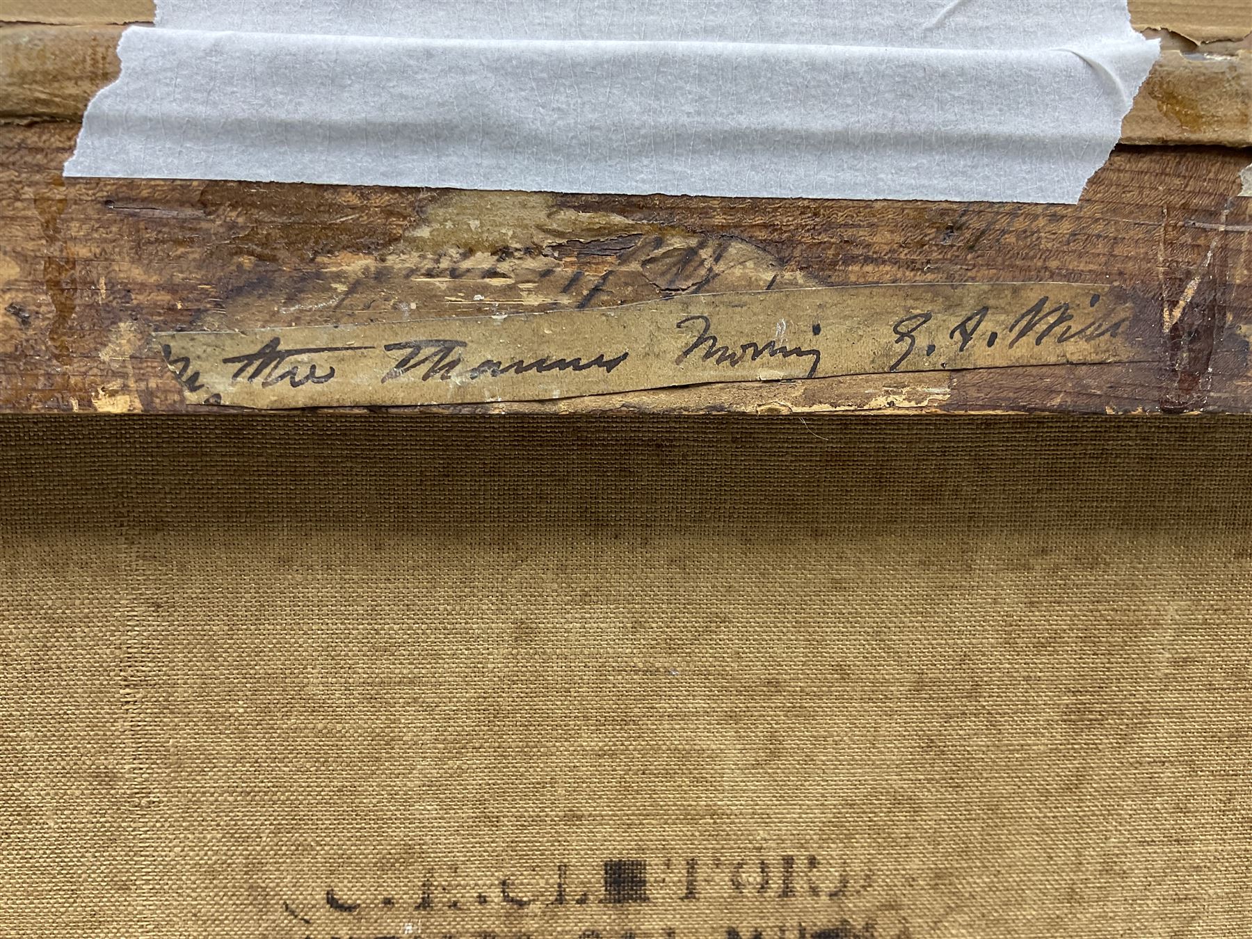 George Augustus Williams (British 1814-1901): Fishing on the Thames, oil on canvas, signed and titled on original label verso 30cm x 50cm 
Provenance: private collection, purchased David Duggleby Ltd 6th December 2019 Lot 102