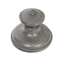 Liberty Tudric pewter ink well, the hinged lid opening to reveal original bakelite liner, ...