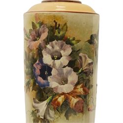 Late Victorian Tooth & Co Bretby floor vase  decorated with large sprays of flowers, incised signature H94cm 