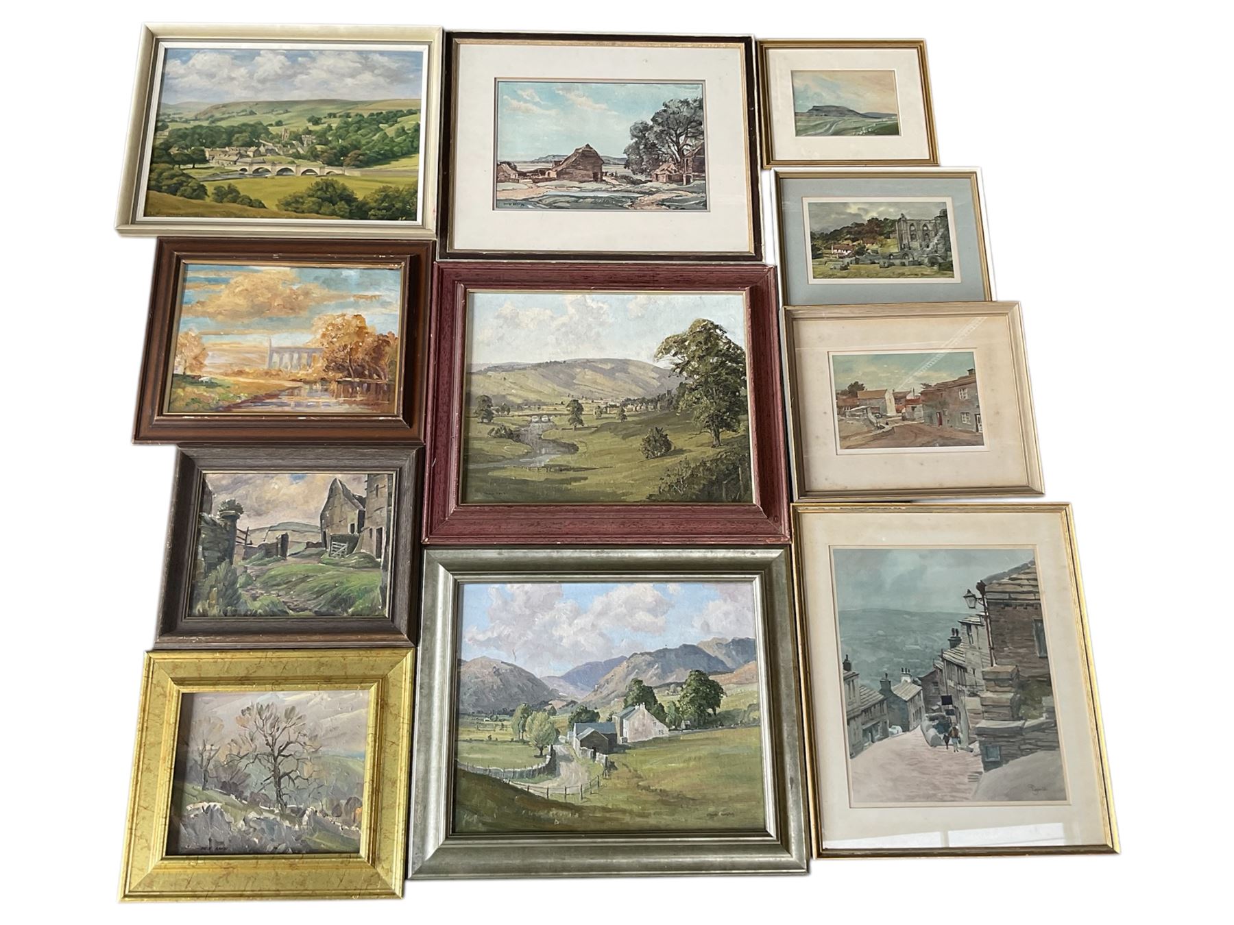 Collection of Yorkshire paintings, artists including Angus Rands, Joseph Pighills, Claude Horsfall, Gordon Clifford Barlow, Joseph Appleyard, George Graham, L Wilkinson, John Frederic Greenwood, etc (11)