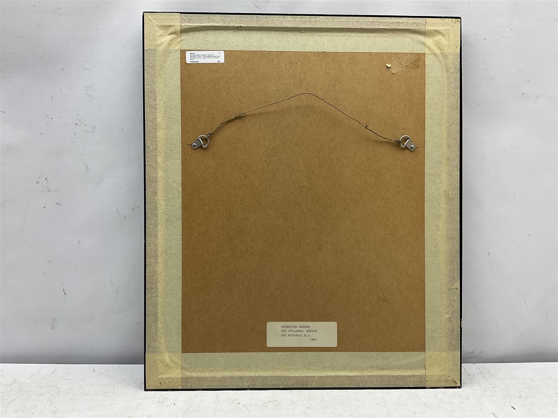 Leo McDowell R.I. (British 1936-2011): 'Byzantine Church - The Cyclades Greece' and 'Byzantine Church Cyprus', pair mixed medias one signed, titled and dated 1985 verso 23cm x 24cm (2)