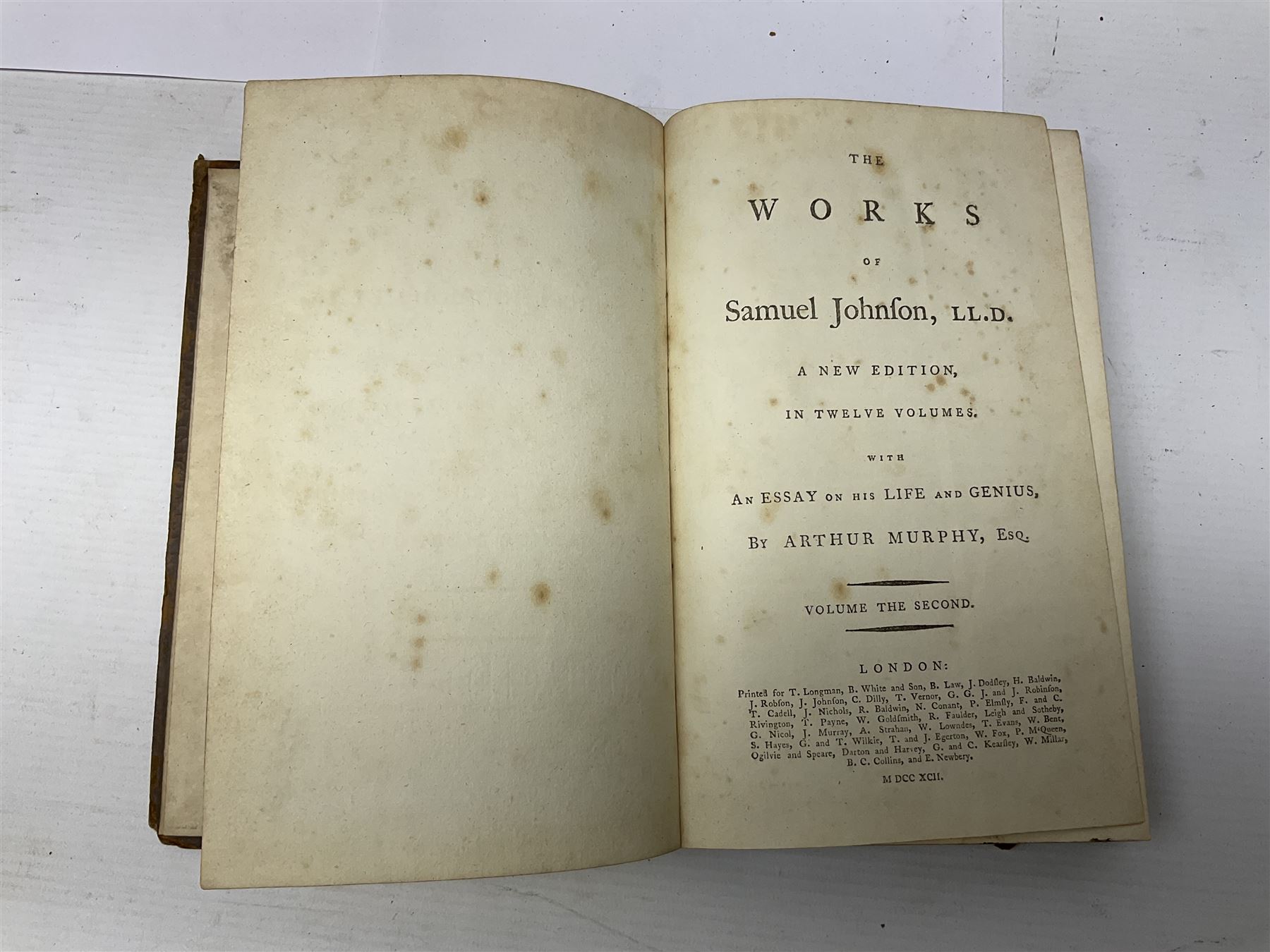 Samuel Johnson; The Works of Samuel Johnson, new edit ten volumes, T Longman London 1792