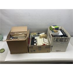 Large collection of projectors and equipment, to include Alphaxia Gnome projector, Kodak Brownie projector, slide containers, projector screen, etc, in six boxes