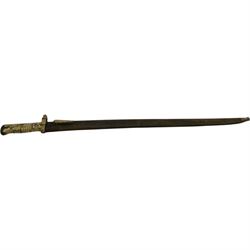 French Bayonet, with metal scabbard, together with two other bayonets, Kyhber sword and other swords and weapons 