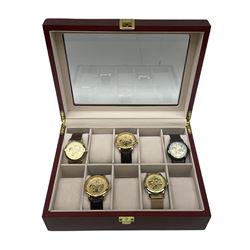 Five gents mechanical / automatic wristwatches, housed in a display case