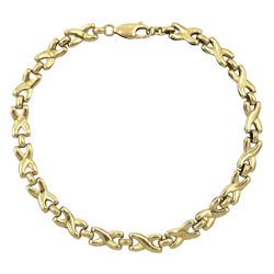 9ct gold cross link bracelet, stamped 375