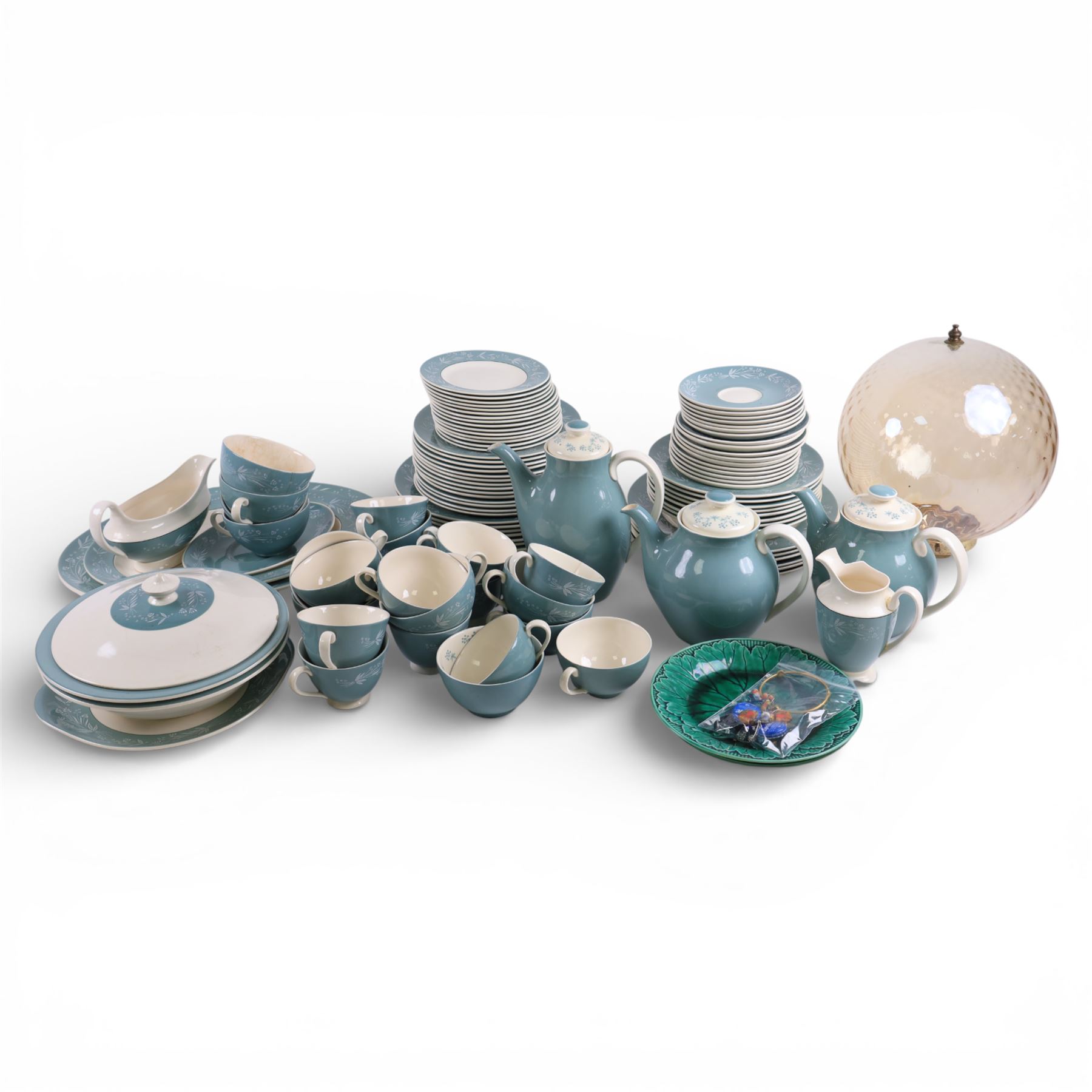 Royal Doulton Cascade pattern tea and dinner service, together with glass light fitting etc, in four boxes  