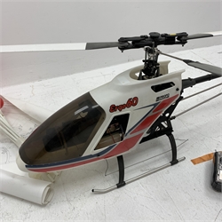 JR PROPO Ergo60 nitro model helicopter with accessories in wooden case 