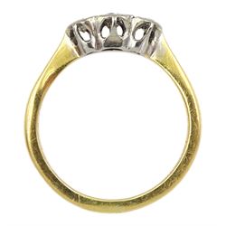 Gold illusion set three stone diamond ring, stamped 18ct Plat
