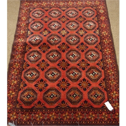  Fine Turkoman red ground rug, decorated with Guls, 146cm x 100cm  