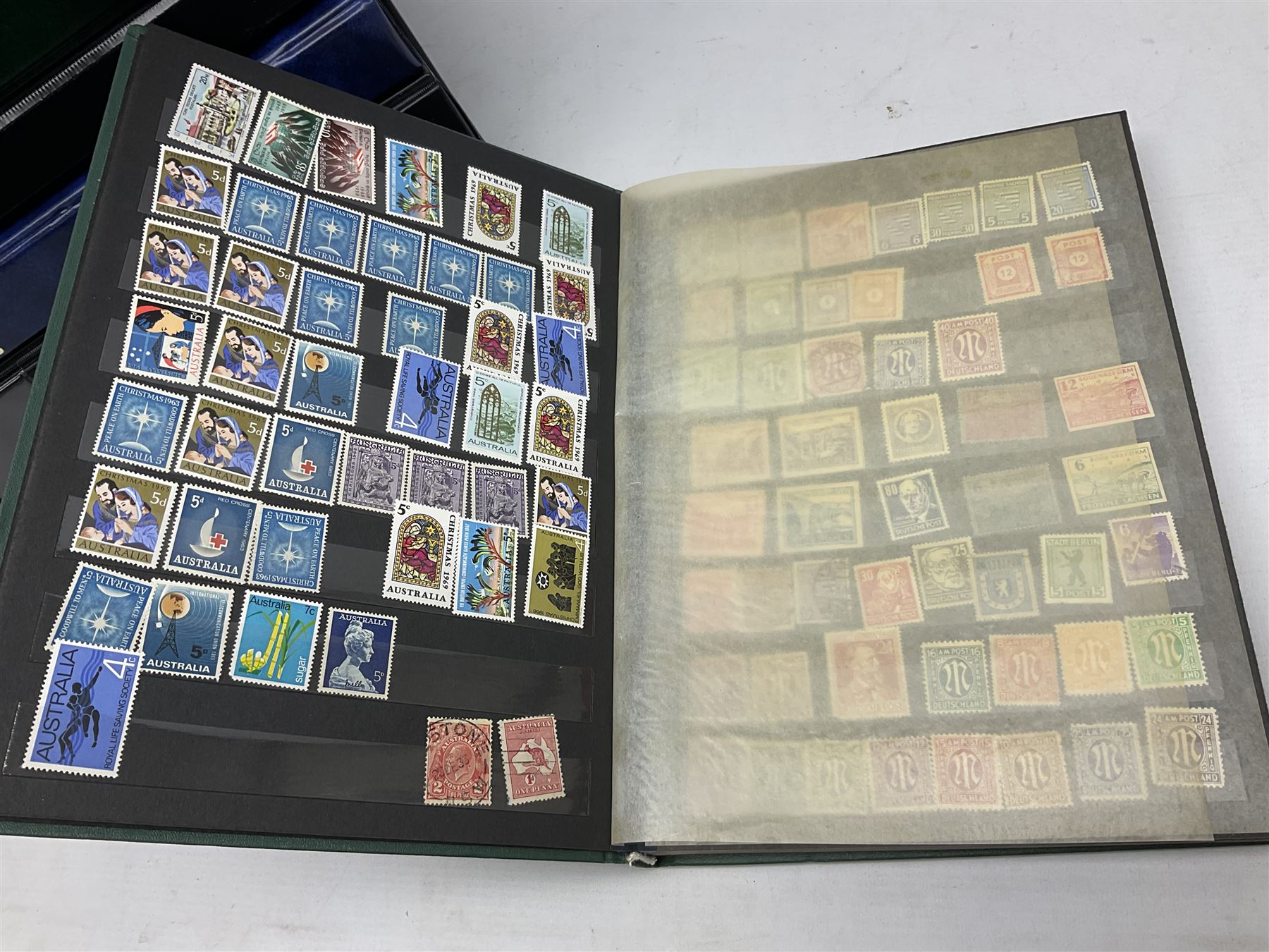 Stamps including first day covers, Royal Mail PHQ cards, Australia, Germany, Canada, Cyprus, Ceylon, Falkland Islands, France etc, housed in various albums, in one box