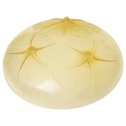 Rene Lalique 'Volubilis' pattern yellow amber glass bowl, model 383, moulded 'R Lalique France' signature, D21cm