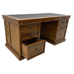 Barker & Stonehouse - Villiers reclaimed eastern pine twin pedestal desk, faux leather inset top
