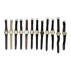  Twelve manual wind wristwatches including MuDu, Kenwell, Cauny, Technos, Bernex, Kienzle, Royce, Emka, Ery, Accurist and Chalet, all with subsidiary seconds dials