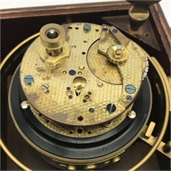 Mid to late 20th century mahogany cased marine chronometer by 'Thomas Mercer, St. Albans', silver Arabic dial, serial no.'27530', engine turned four pillar movement, detent escapement (currently detached), with original key, the case with plate 'A/S. J. C. Krohn & Sons... Norway', dial diameter - 10.5cm, total diameter - 13cm