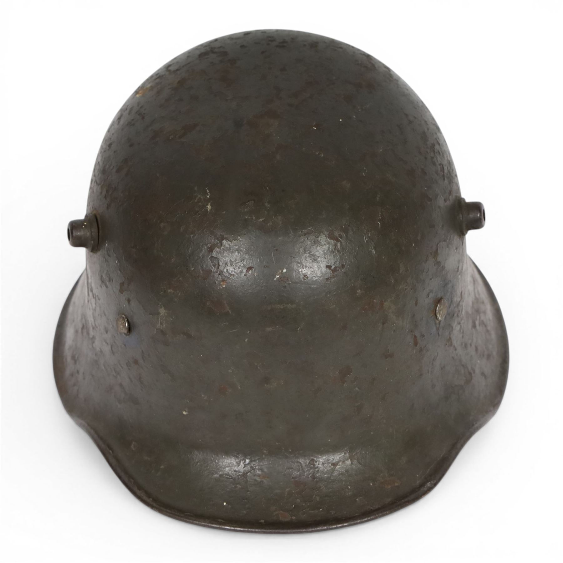 German M16 army helmet, B painted inside, missing liner, with chinstrap