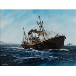 Adrian Thompson (British 1960-): The Kingston Diamond Trawler of Hull, watercolour signed ...