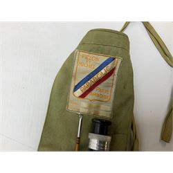 Four vintage split cane fishing rods in cloth bags, to include the Scottie Impregnated JS Sharpe rod and Pezon et Michel Farlow rod (4)